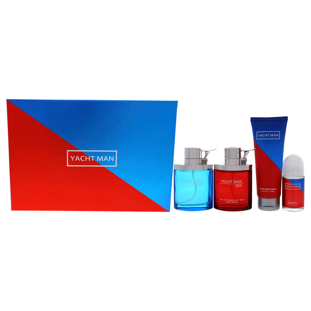 Yacht Man Blue and Yacht Man Red BY Myrurgia for Men 3 Pc Gift Set